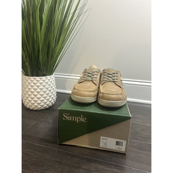SIMPLE Men's FATHOM Tan Leather/Canvas Boat Shoes 10 M NIB - Picture 14 of 16